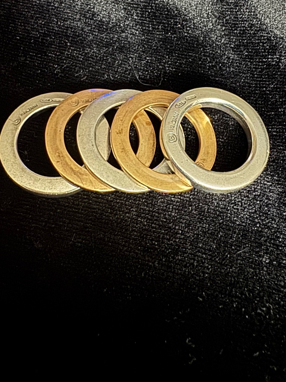 Silver and gold toned Italian stack rings